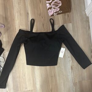 Gilly Hicks Black Off-Shoulder Crop Top